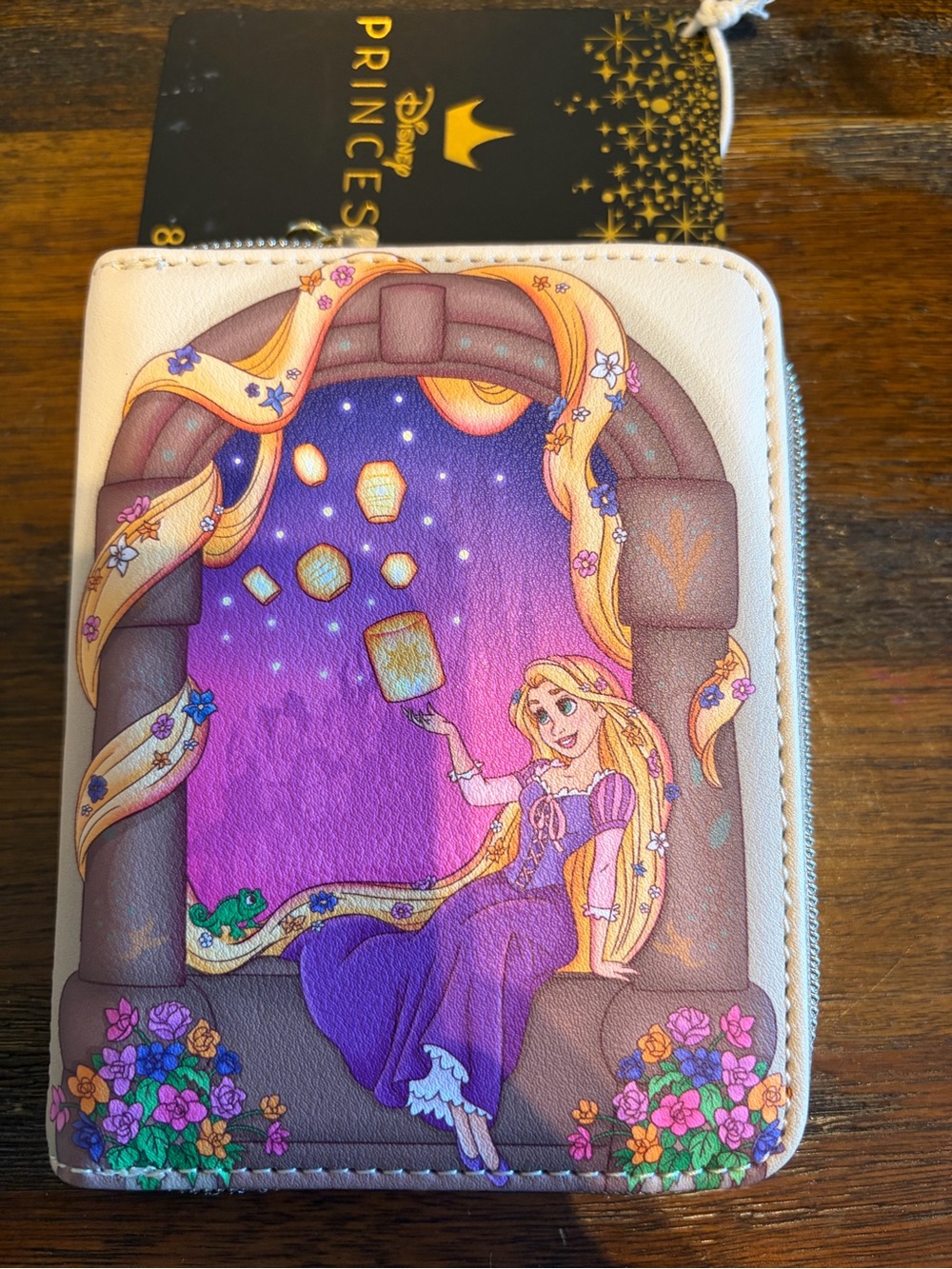 Loungefly Rapunzel Zip Wallet — Purple, Cream, Gold, Green, Pink